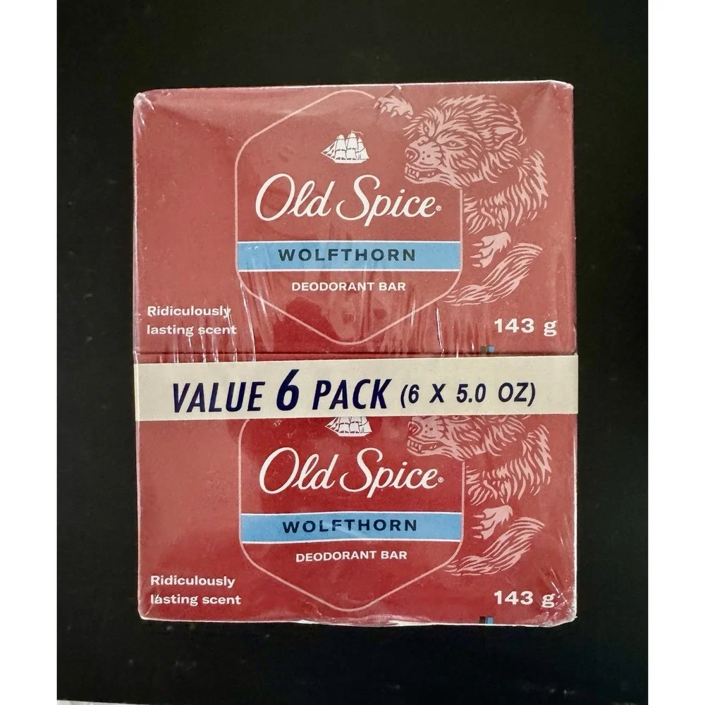 6-Pack Discontinued Old Spice Wolfthorn Deodorant Soap Bars Sealed 5oz‎ Each New